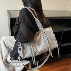 Soft Faux Leather Motorcycle Shoulder Bag