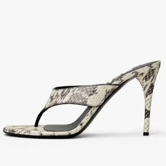 Leopard Print Stiletto Thong Sandals