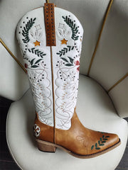 Embroidery Pointed Toe Western Boots