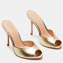 Peep Toe Stiletto Heel Mules