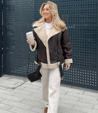 Faux Fur Long Sleeve Double-sided Jackets Lapel Coat