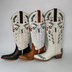 Embroidery Pointed Toe Western Boots