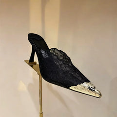 Lace Pointed Toe Stiletto Heels