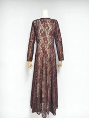 Long Sleeve Lace Embellished Maxi Dress