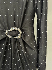 Black Polka Dot High Slit Maxi Dress