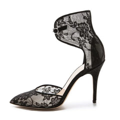 Lace Ankle Strap Stiletto Heels