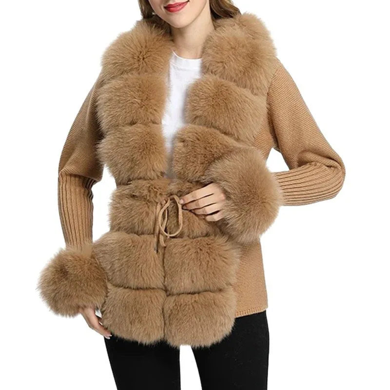 Brown fur vest with a white background