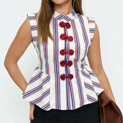 Striped Knot Peplum Top