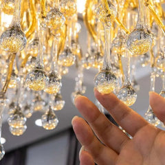 Remote LED Crystal Chandeliers Pendant Lamp Lustre Dining Light