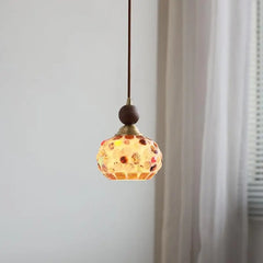 Colorful Glass Walnut Wood Wire Adjustable Light