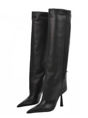 Pointed Toe Knee High Heel Boots