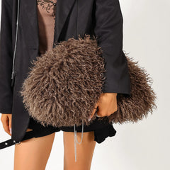Fluffy Textured Clutch Bag