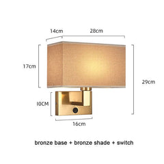 Wall Light Sconces with Rectangle White Yellow Fabric Shade