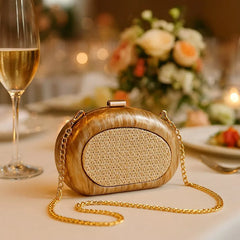 Sculptural Resin Clutch with Woven Inlay