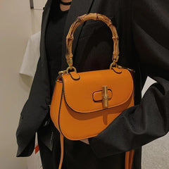 Bamboo Handle Saddle Crossbody Bag