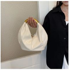 Metal Handle Soft PU Dumpling Shoulder Bag