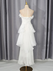 White Strapless Ruffled Tiered Maxi Dress