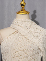 Sheer Knit Draped Scarf Neck Detail Maxi Dress