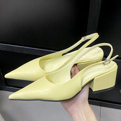 Pumps Pointed Toe Square Heels Mule Shoes