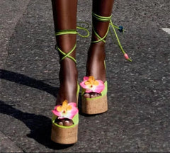 Lace Up Wedge Sandals