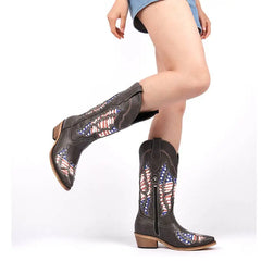 Embroidered Wing Western Boots