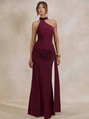 One Shoulder Waist Draped Maxi Dress