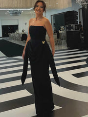 Strapless Draped Metal Ring Waist Dress