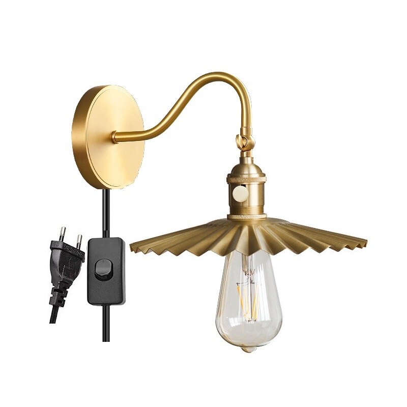 Full Copper LED Wall Light Luminaire Pull Chain Switch Beside Lamp