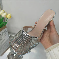 Metallic Stiletto Mule Heels