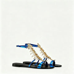 Fishbone Embellished Flat Sandals