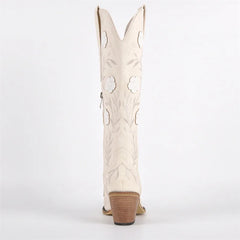 Floral Embroidered Chunky Heel Cowgirl Boots