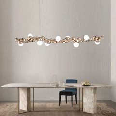 Long Bar Chandelier Caterpillar Desin Metal Ball Pendant Lamp