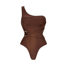 One Shoulder Swimsuit with Skirt