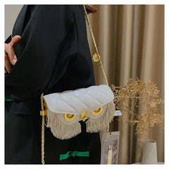 Quilted Chain Owl Shoulder Bag