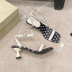 Polka Dot Ankle Strap Heels
