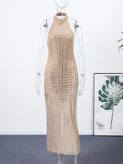 Halter Neck Sequin Maxi Dress