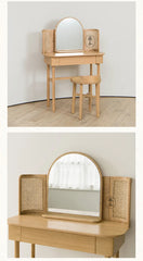 Solid Wood Rattan Dressing Table Mirror