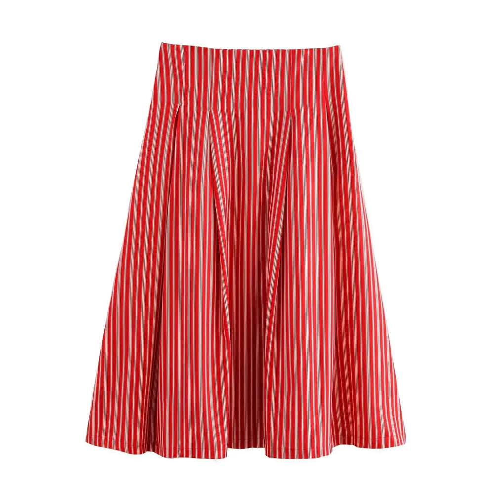 Red and white striped skirt on a white background