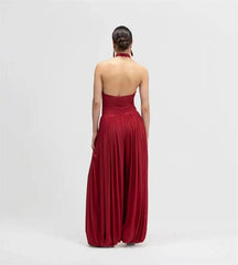 Ruched Halter Top and Palazzo Pants Set