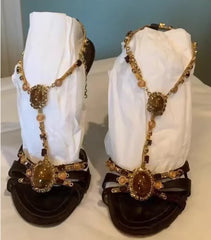 Beaded Embellished T-Strap Stiletto Heels