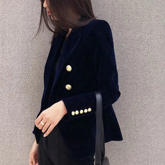 Velvet Double Breasted Women Blazer