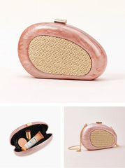 Sculptural Resin Clutch with Woven Inlay