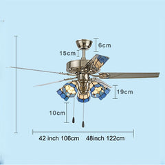 Stainless Steel Ceiling Fan Lamp Remote Control 5 Blades