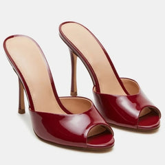 Peep Toe Stiletto Heel Mules
