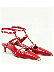 Riveted Square Toe Stiletto Heels