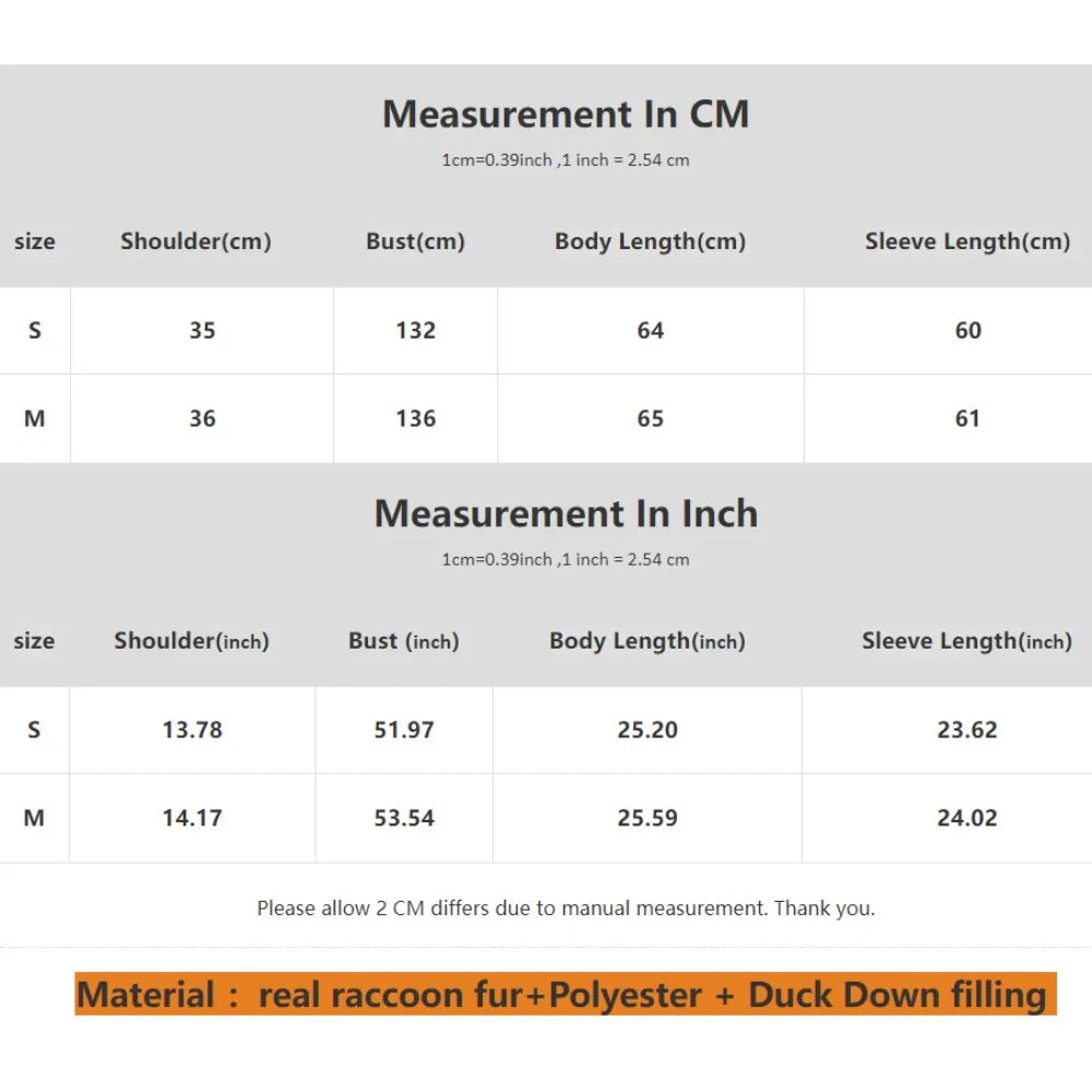 Measurement chart for clothing with size chart in centimeters and inches.