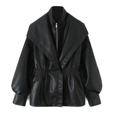 Waist Cinched Leather Jacket