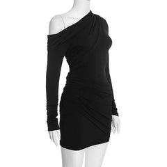 One-Shoulder Ruched Detail Mini Dress
