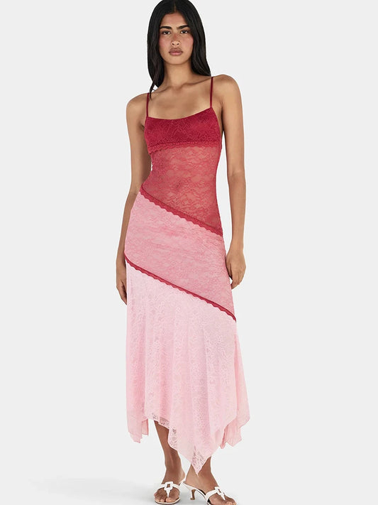 Lace Spaghetti Strap Maxi Dress side view