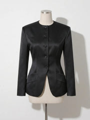 Satin Hourglass Waist Blazer